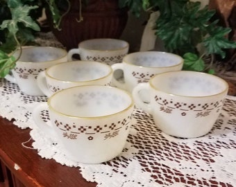 Set of six milk glass coffee cups Made in Mexico