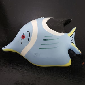Wall plaques, Lightweight Wooden light blue wall plaque fish.