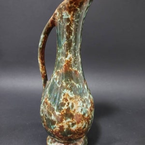 Burlington, A Ruth Leish Paynter Green Brown pitcher, red  Clay Pitcher