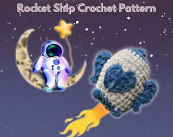 Rocket Ship Crochet pattern with free printable coloring sheet, rocket ship pattern, printer friendly PDF pattern, digital pattern, PDF file