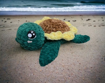 Sunflower Turtle, Turtle stuffed animal, sunflower shell turtle, turtle stuffie, turtle squishy, crochet turtle, crochet toy
