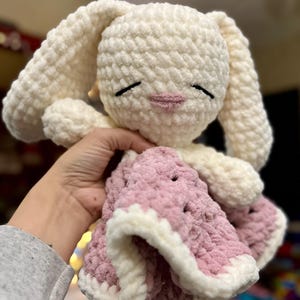 Crochet Bunny Lovey - Bunny Snuggler - Unique Crochet - Baby Shower Gift - Crochet Baby Gift - Crochet Rabbit - Bunny Lovers - Bunny Blanket