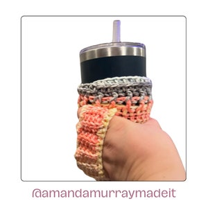 Ice coffee cozy with handle, ice coffee cozy crochet pattern, coffee cozy with handle pattern, iced coffee cozy, ice coffee cup sleeve image 9