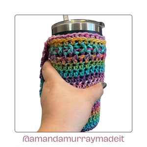 Ice coffee cozy with handle, ice coffee cozy crochet pattern, coffee cozy with handle pattern, iced coffee cozy, ice coffee cup sleeve image 5