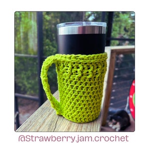 Ice coffee cozy with handle, ice coffee cozy crochet pattern, coffee cozy with handle pattern, iced coffee cozy, ice coffee cup sleeve image 8