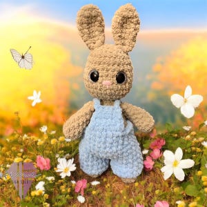Bunny in Overalls - Crochet Bunny -  Crochet Gifts - Crochet Stuffies - Handmade Toys - Crochet Rabbit - Crochet Easter Gift - Bunny Rabbit