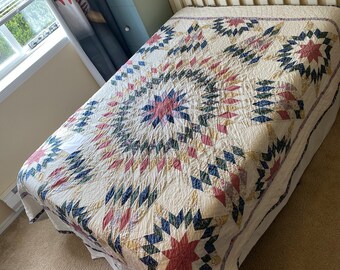 Lonestar Full Size Quilt - 1970's hand quilted