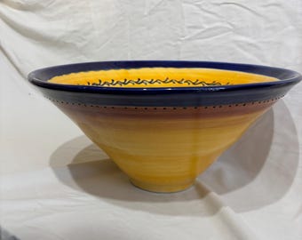 El Poyeton Handmade Spanish Ceramic Bowl 14” Wide | Colorful Large Serving Bowl