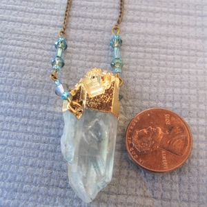 Quartz crystal pendant necklace