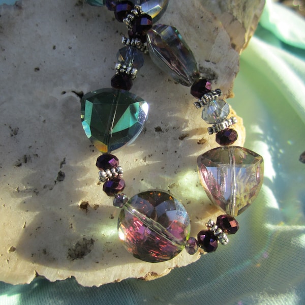 Cut Crystal Necklace Etsy