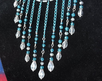 Clear blue crystal choker