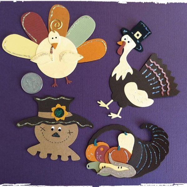 Thanksgiving Die Cuts; Set of 4, #1, Scarecrow & More! Scrapbooking, Cardmaking, Paper Crafts and Paper Piecing!
