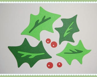 4 Sets of Holly & Berry Die Cuts, Paper Die Cuts, Paper Crafts, Card Making, Scrapbooking, Holly