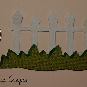Set of 8 White Fence with Grass Die Cuts, Fence Die Cuts, Grass Die Cuts, Ready to Craft, Embellishments, Scrapbooking, Card Making,