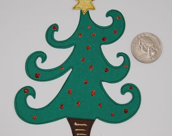 Set of 4 Embellished Funky Christmas Tree Die Cuts, Christmas Tree Die Cuts, Christmas Die Cuts, Tree Die Cuts, Card Making, Scrapbooking