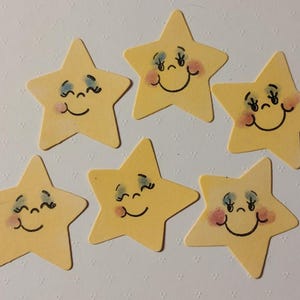 Happy Stars Stamped Die Cuts, Scrapbooking Die Cuts, Scrapbook Die Cuts, Card Making Die Cuts, Embellishments, 3 Full Sets: 15 total