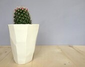 Ceramic faceted white and green vase planter, modern vase, minimalist décor, simple design