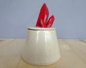 Handmade crystal ceramic trinket pot, simple red crystal modern accessory, brutalist home ware