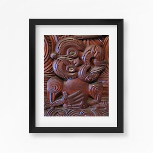 A Maori tiki photo print, Waitangi, New Zealand