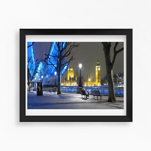 Photo de South Bank de Londres impression avec Big Ben et London Eye