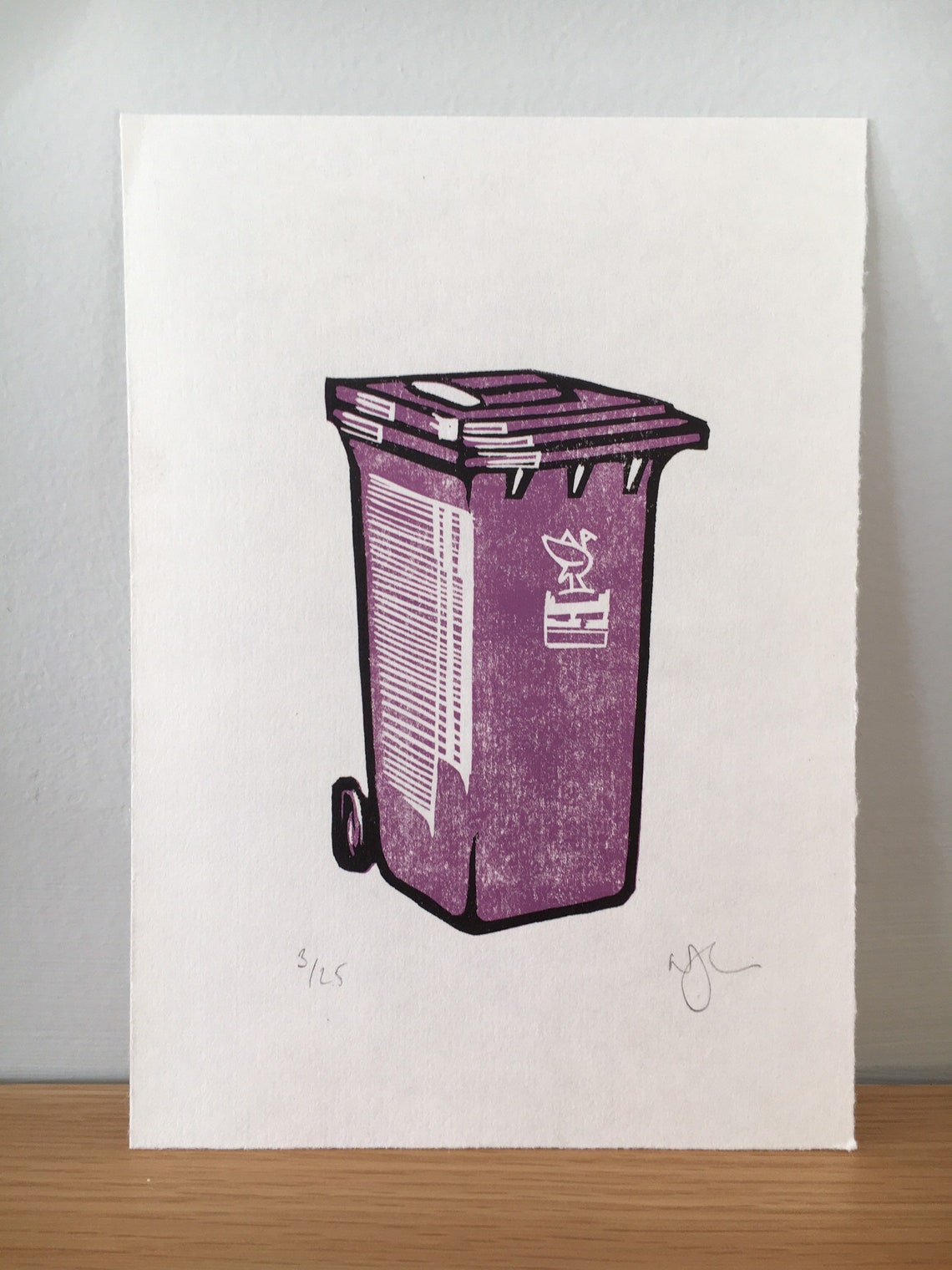 Liverpool Purple Wheelie Bin Limited Edition Hand Printed Etsy