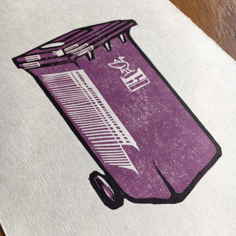 Liverpool Purple Wheelie Bin Limited Edition Hand Printed Etsy