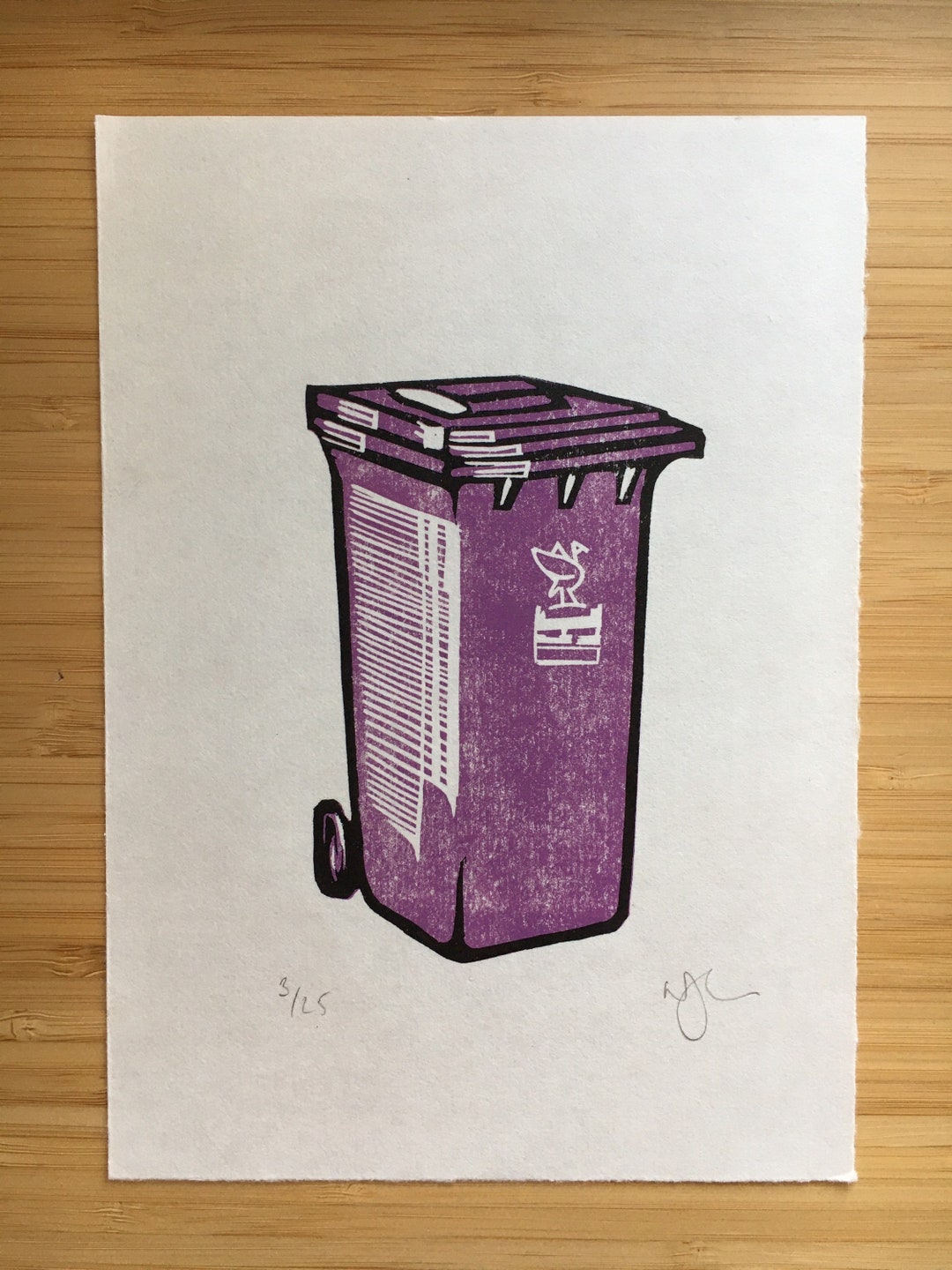 Liverpool Purple Wheelie Bin Limited Edition Hand Printed Etsy