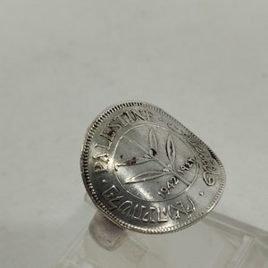 Vintage 1942 Palästina Silber 50 Mils Münze Ring