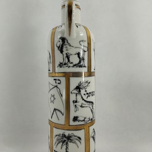 Ancient 12 Tribes of Ancient Israel Rare Vintage Wine Bottle Hebrew Names and Symbols