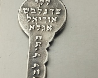 Judaica Kabbalah Hebrew Handmade Silvercast Key Charm