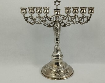 Judaica 1950S Israel Made Silver 800 Hanukkah Menorah Hallmarked Rare Vintage