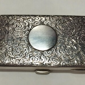 Sterling Silver and Leather 1911 Antique Small Purse Stamp Wallet Art Nouveau