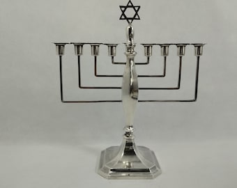 Judaica Hanukkah Menorah Rare Old Vintage Sterling Silver