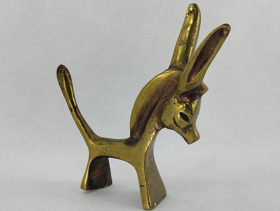 Small Solid Brass Donkey Ring Holder Rare Vintage… - image 2