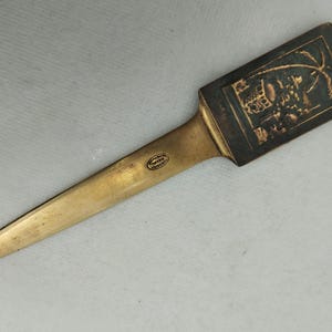Cuchillo de mesa de bronce con escena de Jerusalén antigua, para cartas, de escritorio, hecho a mano, de época, raro