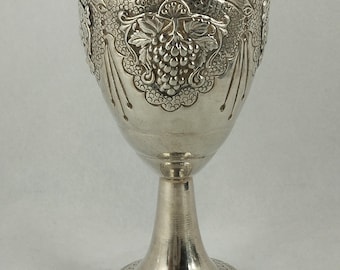 Kiddush Cup, Judaica Wine Goblet Vintage Solid 93g Sterling Silver