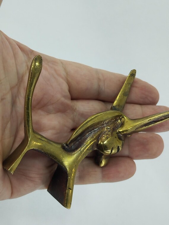Small Solid Brass Donkey Ring Holder Rare Vintage… - image 7