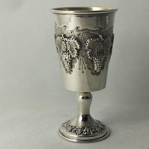 Vintage Sterling Silber Kiddush Weinbecher: Jejudaica Trauben Design