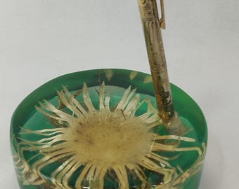 Mid Century 426 Gramm Lucite oder Harz Stifthalter PaperWeight