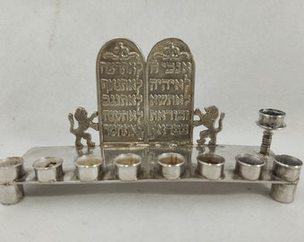 Rare Handmade Silver Judaica Hanukkah Menorah