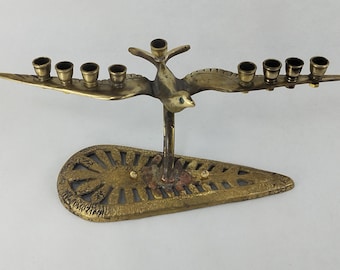 Dove of Peace Judaica Hanukkah Menorah Rare Brass Vintage