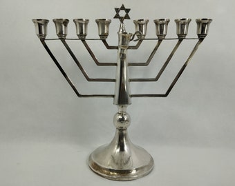 Hungary Hallmarked Judaica Silver Hanukkah Menorah Rare Handmade Vintage