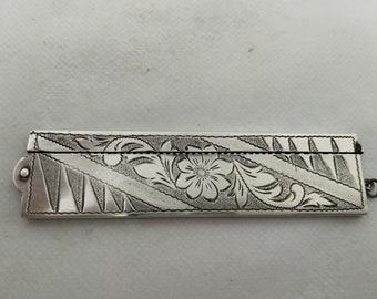 Silver Folding Comb Holder Case Art Nouveau Floral Decoration