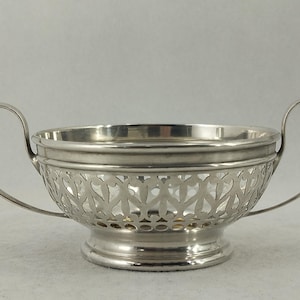 Sterling Silver 62 Grams Cut Out Pierced Small Bowl with Handles Rare Old Vintage
