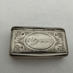 Rare Old Vintage French Silver Hinged Lid Tobacco Box