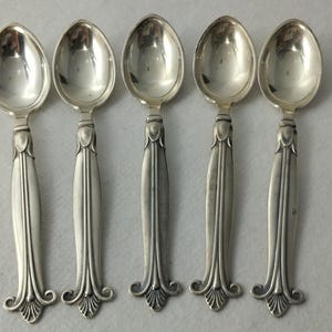 Lot of 5 Denmark Georg Jensen Small Silver Spoons
