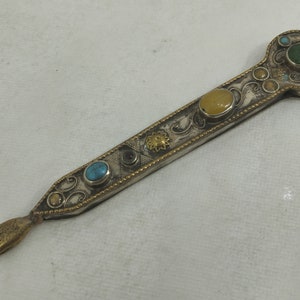 Handmade Judaica Torah Yad Pointer with Semi-Precious Stones