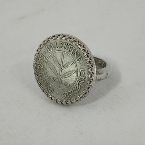 Vintage 1935 Palästina 50 Mils Silber Münzring