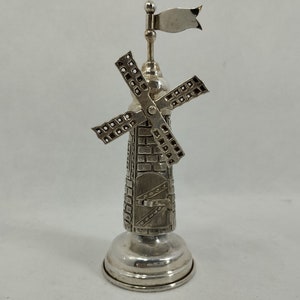 Judaica Besamim Spice Tower Windmill Shaped Sterling Silver Box