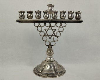 Judaica Argento Hanukkah Menorah Raro Vintage Mid-Century